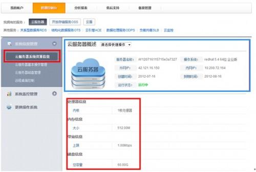 云服务器系统资源信息