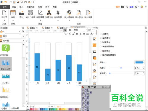 亿图图示软件中如何插入柱状图