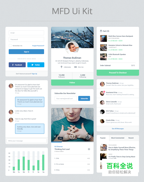 一组免费的列表式UI KITS(PSD)