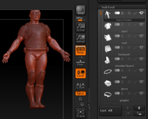 ZBrush如何把不同材质赋予同一个模型上