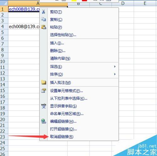 在Excel表格中怎么取消邮箱自动生成的超链接?