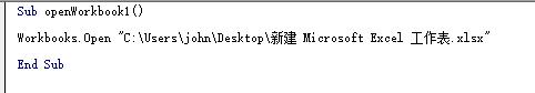 在excel表格中使用vba函数打开工作薄
