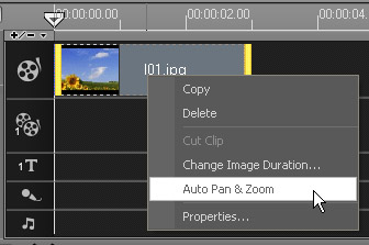 在会声会影编辑器中应用自动摇动和缩放功能