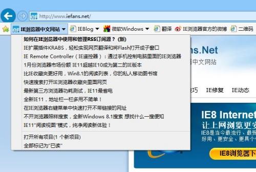 在IE浏览器中使用和管理RSS订阅源图文教程