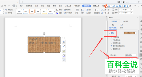 怎么给WPS文档插入的文本框设置填充纹理底色