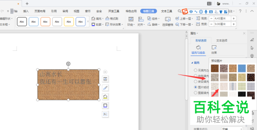怎么给WPS文档插入的文本框设置填充纹理底色