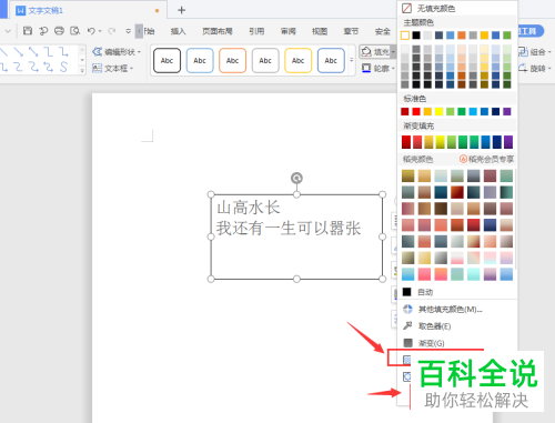 怎么给WPS文档插入的文本框设置填充纹理底色