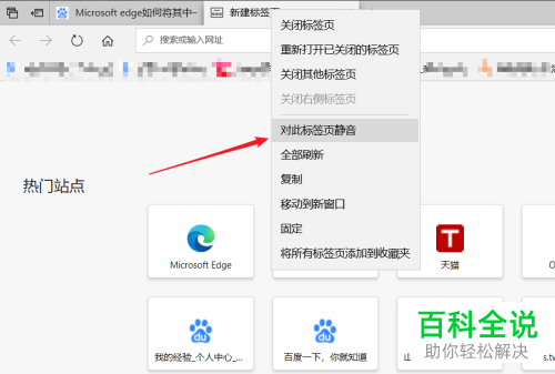 怎么将Microsoft edge中的某个网页设置静音