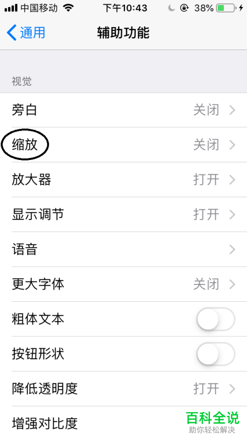 怎么将iPhone手机缩放区域设置为全屏幕