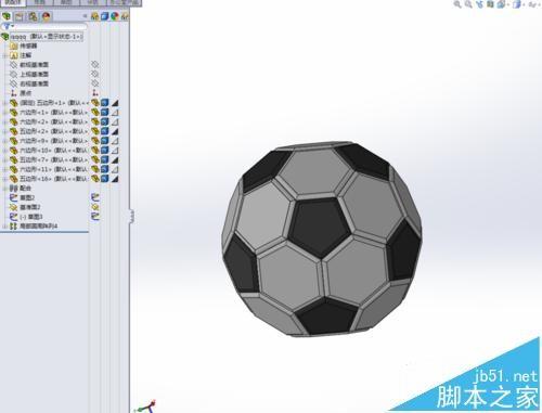 怎么利用solidworks画足球?