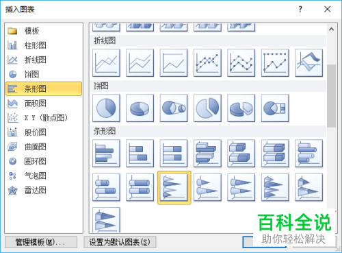 怎么在2010版word中进行簇状水平圆锥图地插入