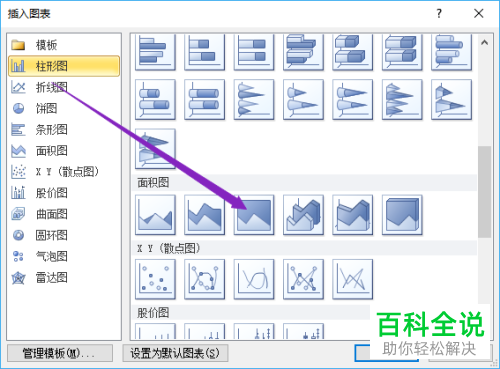 怎么在2010版ppt中进行百分比堆积面积图的插入