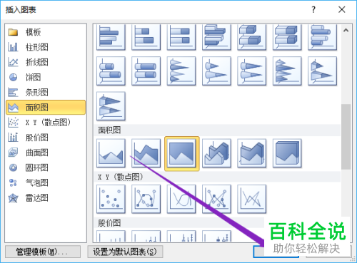 怎么在2010版ppt中进行百分比堆积面积图的插入