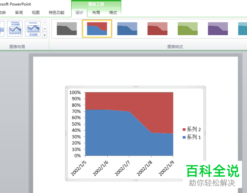 怎么在2010版ppt中进行百分比堆积面积图的插入
