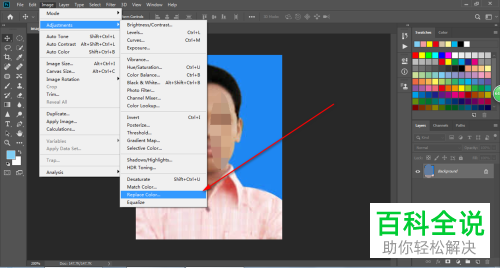 在PS软件中怎么将证件照的背景从蓝底换成白底？
