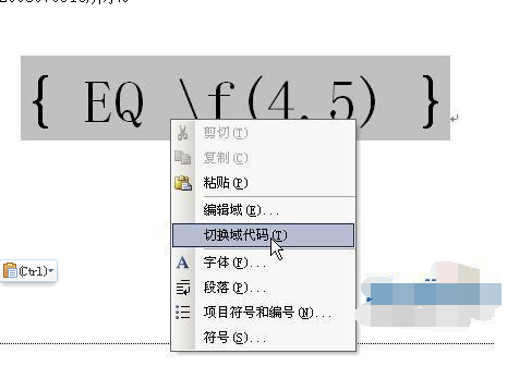 在Word2003中使用EQ域输入数学公式