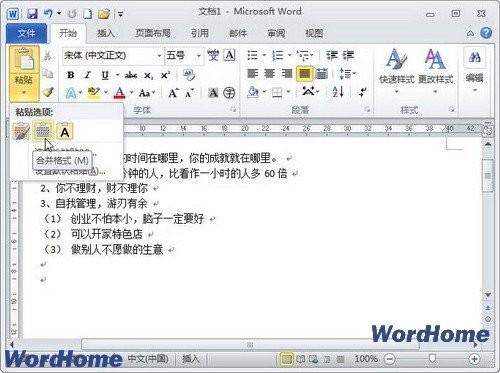 在Word2010文档中使用\