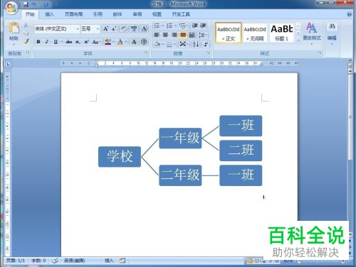 在word中如何创建水平层次结构图?