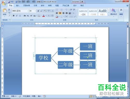 在word中如何创建水平层次结构图?