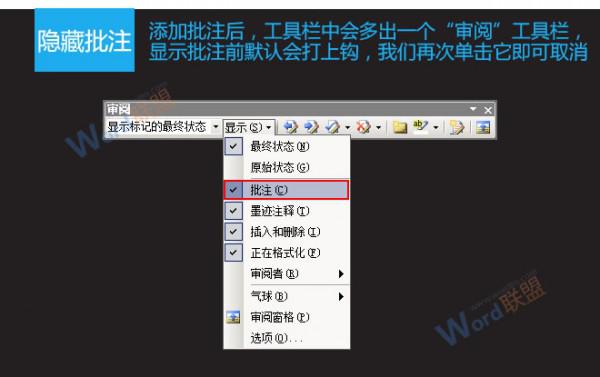 在Word2003中如何添加.隐藏及删除批注