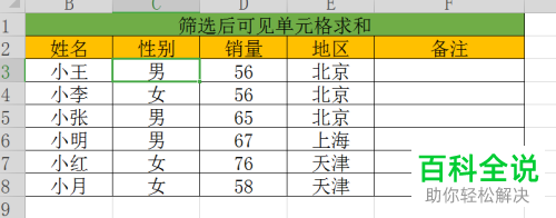 在wps中如何在筛选后显示剩余单元格的求和值