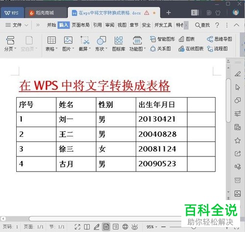 怎样将wps中的文字转化成表格?