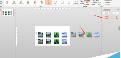 在一张PPT页怎么设置一组图片水平滚动或垂直滚动效果?